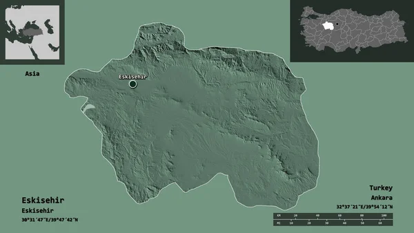 Gestalt Von Eskisehir Provinz Der Türkei Und Ihrer Hauptstadt Entfernungsskala — Stockfoto