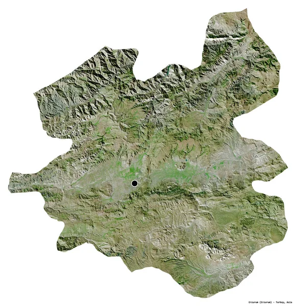 Form Erzurum Provinsen Turkiet Med Dess Huvudstad Isolerad Vit Bakgrund — Stockfoto