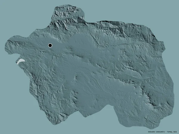 土耳其Eskisehir的形状 其首都以纯色背景隔离 彩色高程图 3D渲染 — 图库照片