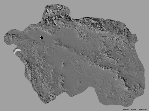 土耳其Eskisehir的形状 其首都以纯色背景隔离 Bilevel高程图 3D渲染 — 图库照片