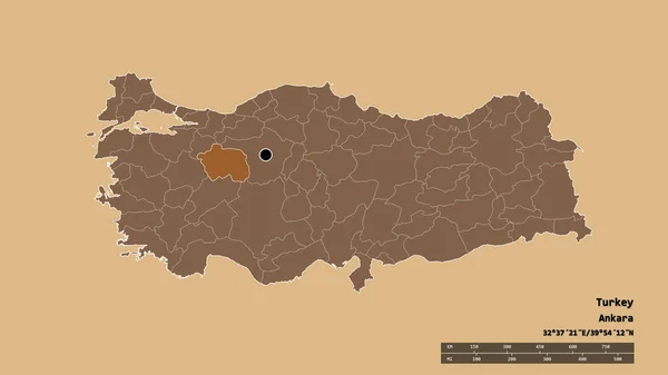 以土耳其首都 主要区域分部和分离的埃斯基希尔地区为首都的土耳其的绝望面貌 图形纹理的组成 3D渲染 — 图库照片