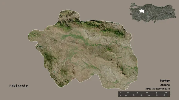 Форма Эскишехира Провинции Турции Столицей Изолированной Прочном Фоне Дистанционный Масштаб — стоковое фото