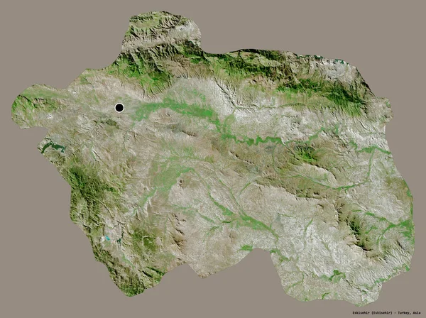 土耳其Eskisehir的形状 其首都以纯色背景隔离 卫星图像 3D渲染 — 图库照片