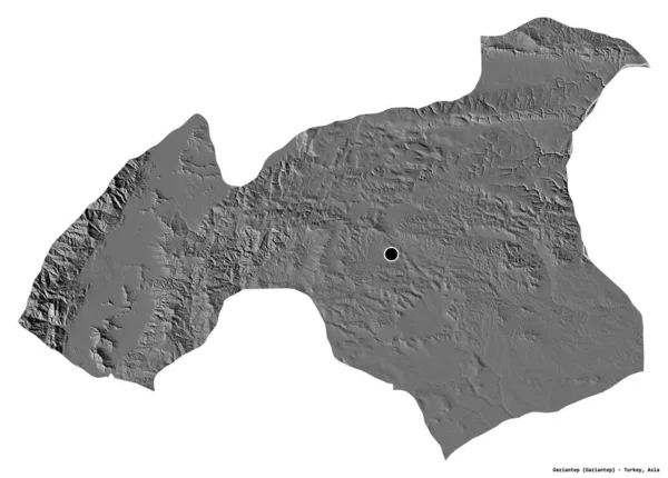 Форма Газиантепа Провинции Турции Столицей Изолированной Белом Фоне Карта Рельефа — стоковое фото