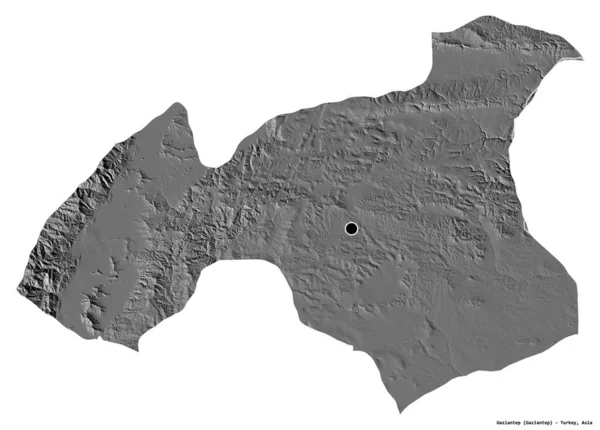 Forma Gaziantep Província Turquia Com Sua Capital Isolada Fundo Branco — Fotografia de Stock