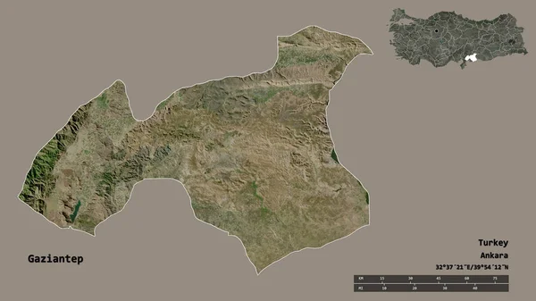 Форма Газиантепа Провинция Турции Столицей Изолированной Прочном Фоне Дистанционный Масштаб — стоковое фото