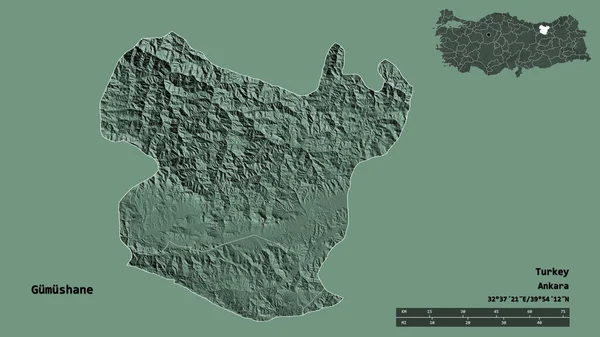 Gestalt Von Gumushane Provinz Der Türkei Mit Seiner Hauptstadt Isoliert — Stockfoto