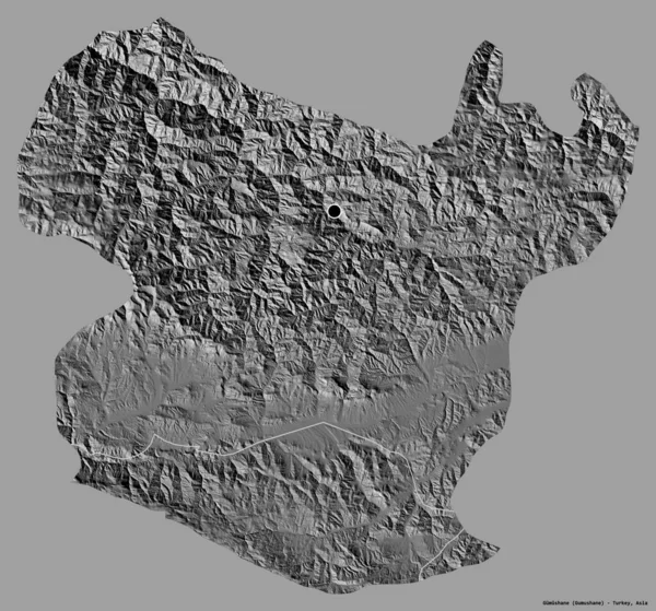 土耳其Gumushane的形状 其首都以纯色背景隔离 Bilevel高程图 3D渲染 — 图库照片