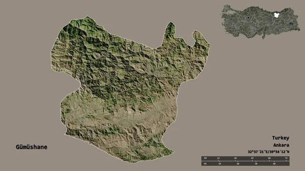 Форма Гумушане Провинции Турции Столицей Изолированы Прочном Фоне Дистанционный Масштаб — стоковое фото