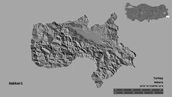Forma Hakkari Provincia Turquía Con Capital Aislada Sobre Fondo Sólido — Foto de Stock