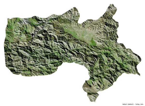 トルコの州 ハカリの形で その首都は白い背景に隔離されています 衛星画像 3Dレンダリング — ストック写真