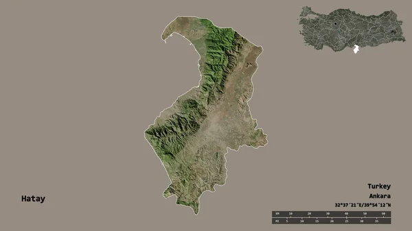 Forma Hatay Provincia Turquía Con Capital Aislada Sobre Fondo Sólido —  Fotos de Stock