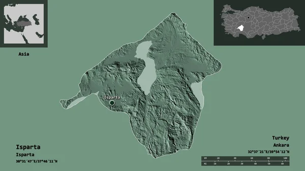 Gestalt Von Isparta Provinz Der Türkei Und Ihrer Hauptstadt Entfernungsskala — Stockfoto