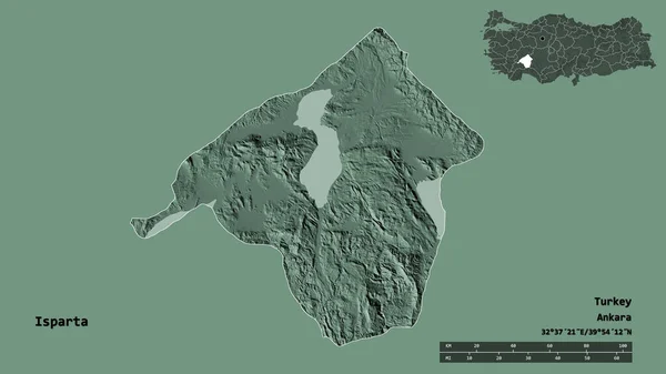 Gestalt Von Isparta Provinz Der Türkei Mit Seiner Hauptstadt Isoliert — Stockfoto