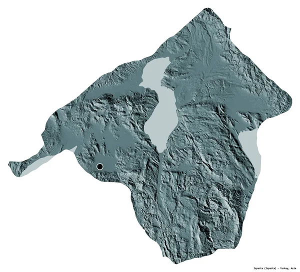 Forma Isparta Provincia Turquía Con Capital Aislada Sobre Fondo Blanco —  Fotos de Stock