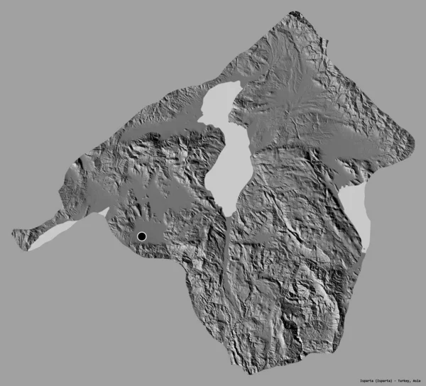 土耳其的伊斯帕塔形状 其首都被隔离在纯色的背景下 Bilevel高程图 3D渲染 — 图库照片