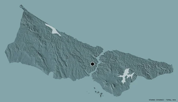 トルコの州 イスタンブールの形状は その首都をしっかりとした色の背景に隔離しています 色の標高マップ 3Dレンダリング — ストック写真