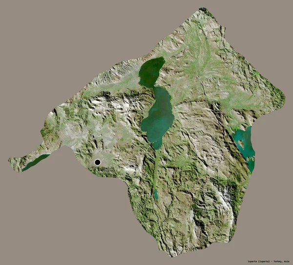 Form Isparta Provinsen Turkiet Med Dess Huvudstad Isolerad Solid Färg — Stockfoto