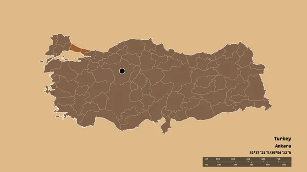 Başkenti Ana Bölgesel Bölünmesi Bölünmüş Stanbul Alanıyla Türkiye Nin Dejenere — Stok fotoğraf