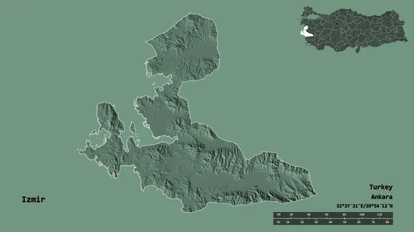 Gestalt Von Izmir Provinz Der Türkei Mit Seiner Hauptstadt Isoliert — Stockfoto