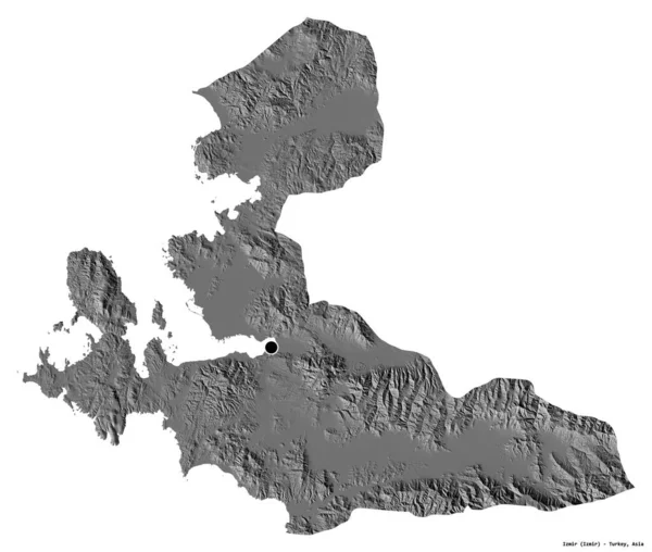 Vorm Van Izmir Provincie Turkije Met Hoofdstad Geïsoleerd Witte Achtergrond — Stockfoto
