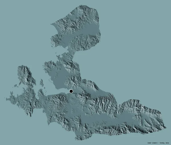 Forme Izmir Province Turquie Avec Capitale Isolée Sur Fond Couleur — Photo