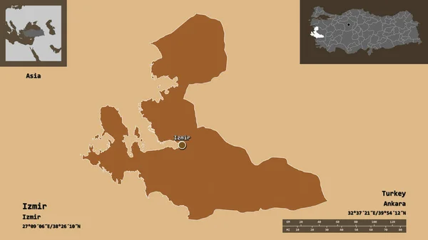 Форма Измира Провинции Турции Столицы Шкала Расстояний Предварительные Просмотры Метки — стоковое фото