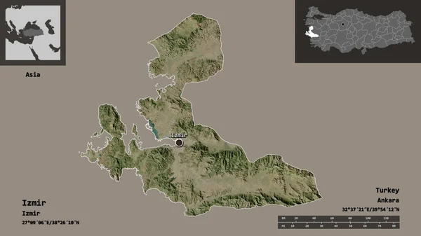 Форма Измира Провинции Турции Столицы Шкала Расстояний Предварительные Просмотры Метки — стоковое фото