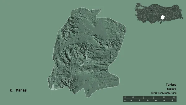 Gestalt Von Maras Provinz Der Türkei Mit Seiner Hauptstadt Isoliert — Stockfoto