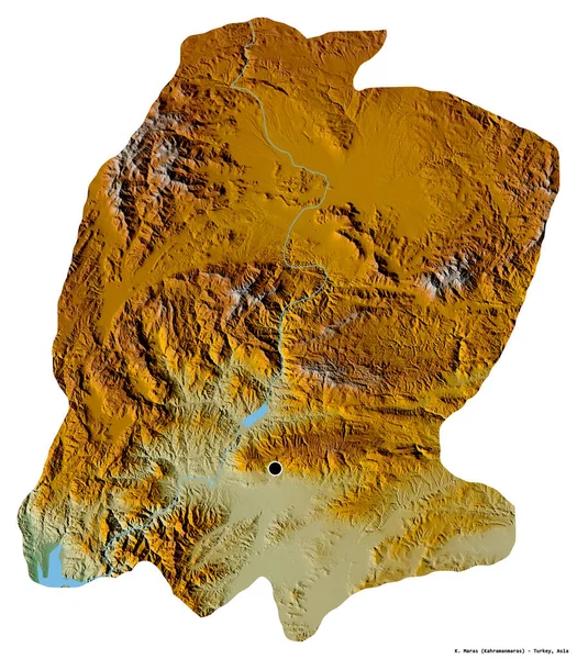 Tvar Marase Provincie Turecko Hlavním Městem Izolovaným Bílém Pozadí Topografická — Stock fotografie