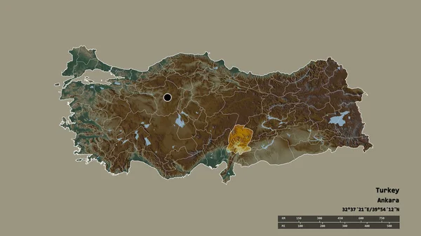 Forma Desnaturalizada Turquía Con Capital División Regional Principal Zona Separada — Foto de Stock