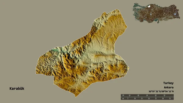 Forma Karabuk Provincia Turquía Con Capital Aislada Sobre Fondo Sólido —  Fotos de Stock