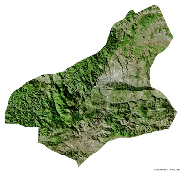 Shape Karabuk Province Turkey Its Capital Isolated White Background Satellite — Stock Photo, Image