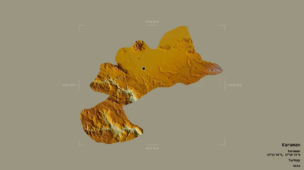 Zona Karaman Provincia Turquía Aislada Sobre Fondo Sólido Una Caja — Foto de Stock