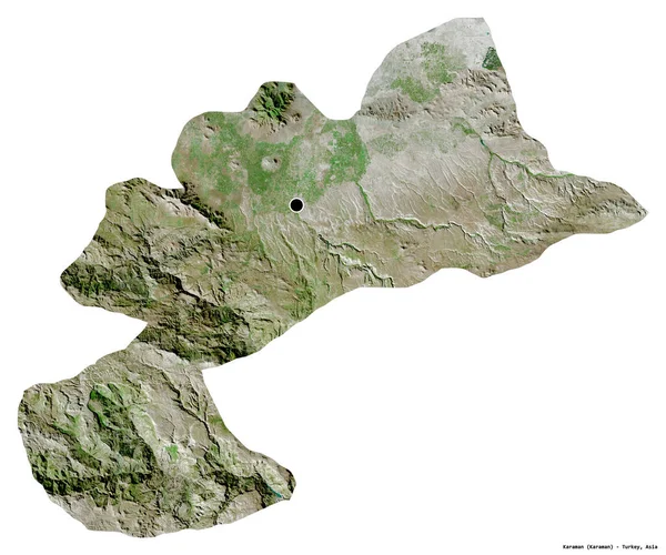 Forma Karaman Provincia Turquía Con Capital Aislada Sobre Fondo Blanco —  Fotos de Stock