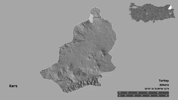 Gestalt Von Kars Provinz Der Türkei Mit Seiner Hauptstadt Isoliert — Stockfoto