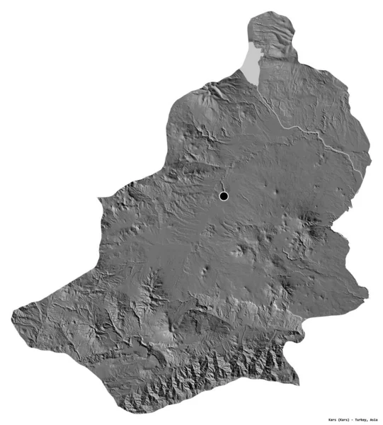 Forma Kars Provincia Turquía Con Capital Aislada Sobre Fondo Blanco — Foto de Stock