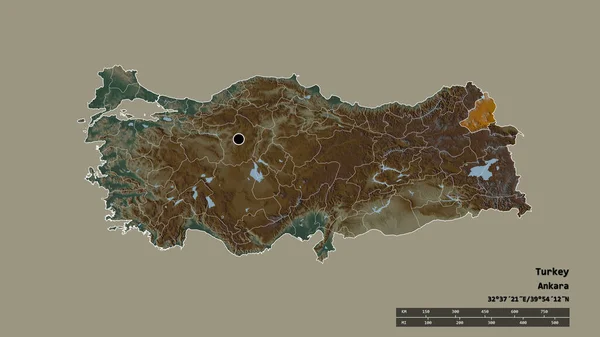 Forma Desnaturalizada Turquía Con Capital División Regional Principal Zona Separada — Foto de Stock