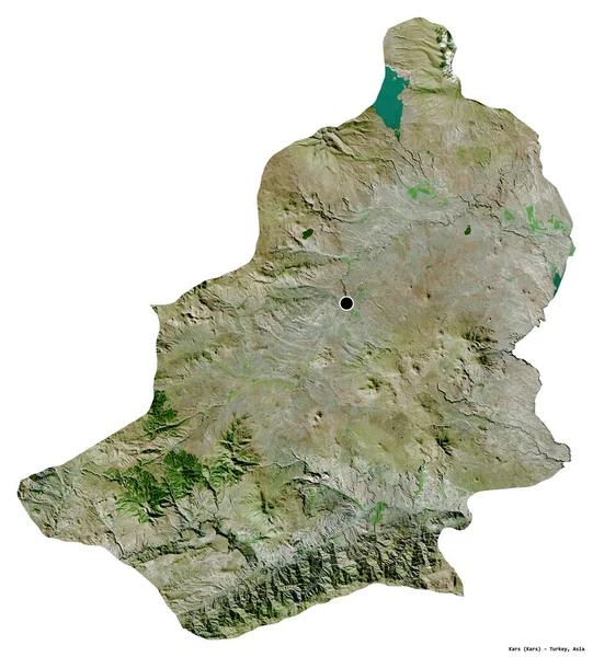 Türkiye 'nin başkenti Kars' ın beyaz arka planda izole edilmiş hali. Uydu görüntüleri. 3B görüntüleme