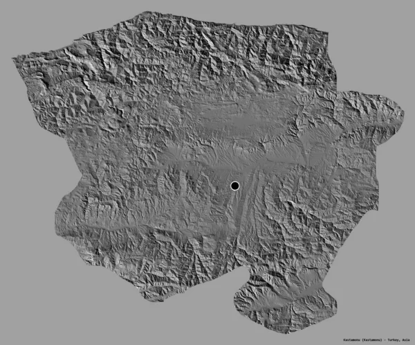 土耳其Kastamonu的形状 其首都以纯色背景隔离 Bilevel高程图 3D渲染 — 图库照片