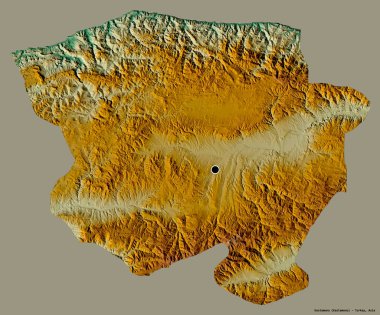 Türkiye 'nin Kastamonu ilinin başkenti, koyu renk arka planda izole edilmiştir. Topografik yardım haritası. 3B görüntüleme