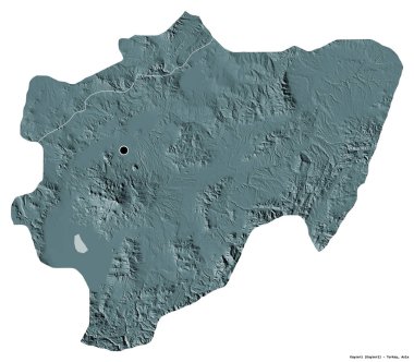 Türkiye 'nin Kayseri ilçesinin başkenti beyaz arka planda izole edilmiştir. Renkli yükseklik haritası. 3B görüntüleme