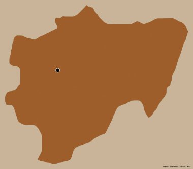 Türkiye 'nin Kayseri ilçesinin başkenti katı bir renk arkaplanı ile izole edilmiştir. Desenli dokuların bileşimi. 3B görüntüleme