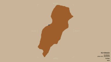 Türkiye 'nin Kirikkale ilçesi bölgesi, jeoreferatlı bir sınır kutusunda sağlam bir zemin üzerinde izole edilmiş durumda. Etiketler. Desenli dokuların bileşimi. 3B görüntüleme
