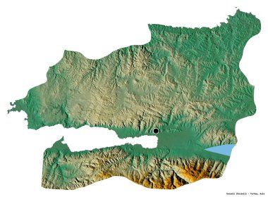 Türkiye 'nin Kocaeli ilçesinin başkenti beyaz arka planda izole edilmiştir. Topografik yardım haritası. 3B görüntüleme
