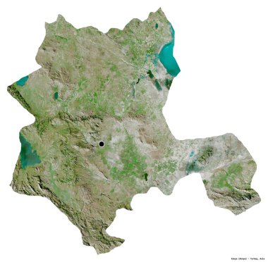 Türkiye 'nin Konya ilçesinin başkenti beyaz arka planda izole edilmiştir. Uydu görüntüleri. 3B görüntüleme