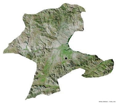 Türkiye 'nin Malatya eyaleti, başkenti beyaz arka planda izole edilmiştir. Uydu görüntüleri. 3B görüntüleme
