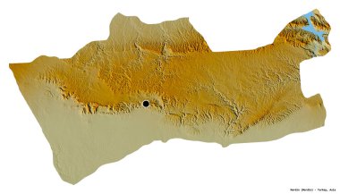 Türkiye 'nin Mardin ilçesinin başkenti beyaz arka planda izole edilmiştir. Topografik yardım haritası. 3B görüntüleme