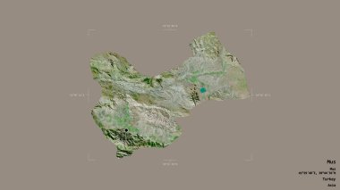 Türkiye 'nin Mus ilçesi bir sınır kutusunda sağlam bir zemin üzerinde izole edilmiş durumda. Etiketler. Uydu görüntüleri. 3B görüntüleme