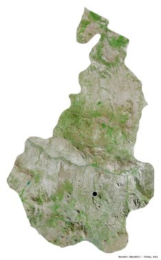 Nevsehir, Türkiye 'nin başkenti, beyaz arka planda izole edilmiş. Uydu görüntüleri. 3B görüntüleme